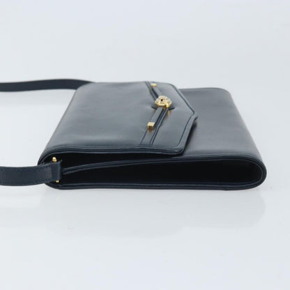 Gucci Vintage Interlocking G Flap Leather, Navy, Leather, Shoulder Bag