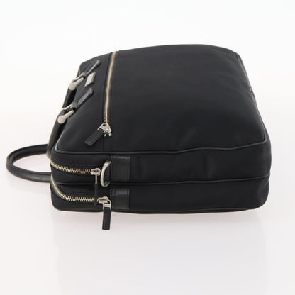 Burberry Front Zip Pocket Convertible Leather, Black, Nylon, Briefcase