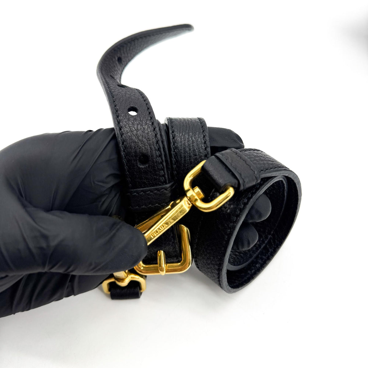 Prada Convertible Open Leather, Black, Leather, Tote Bag