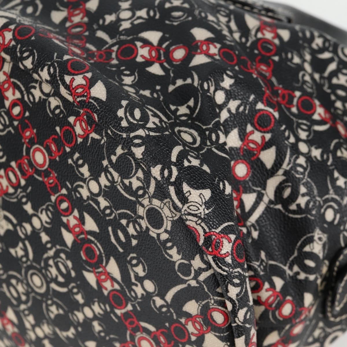 Chanel Optic Coco Bowler Printed Coated Canvas with Caviar, Black, Canvas, Handbag