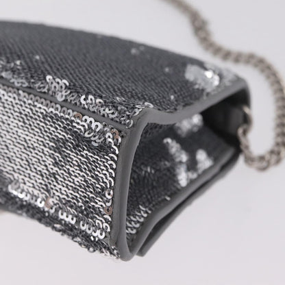 Balenciaga Hourglass Chain Leather with Sequins, Silver, Leather, Crossbody Bag