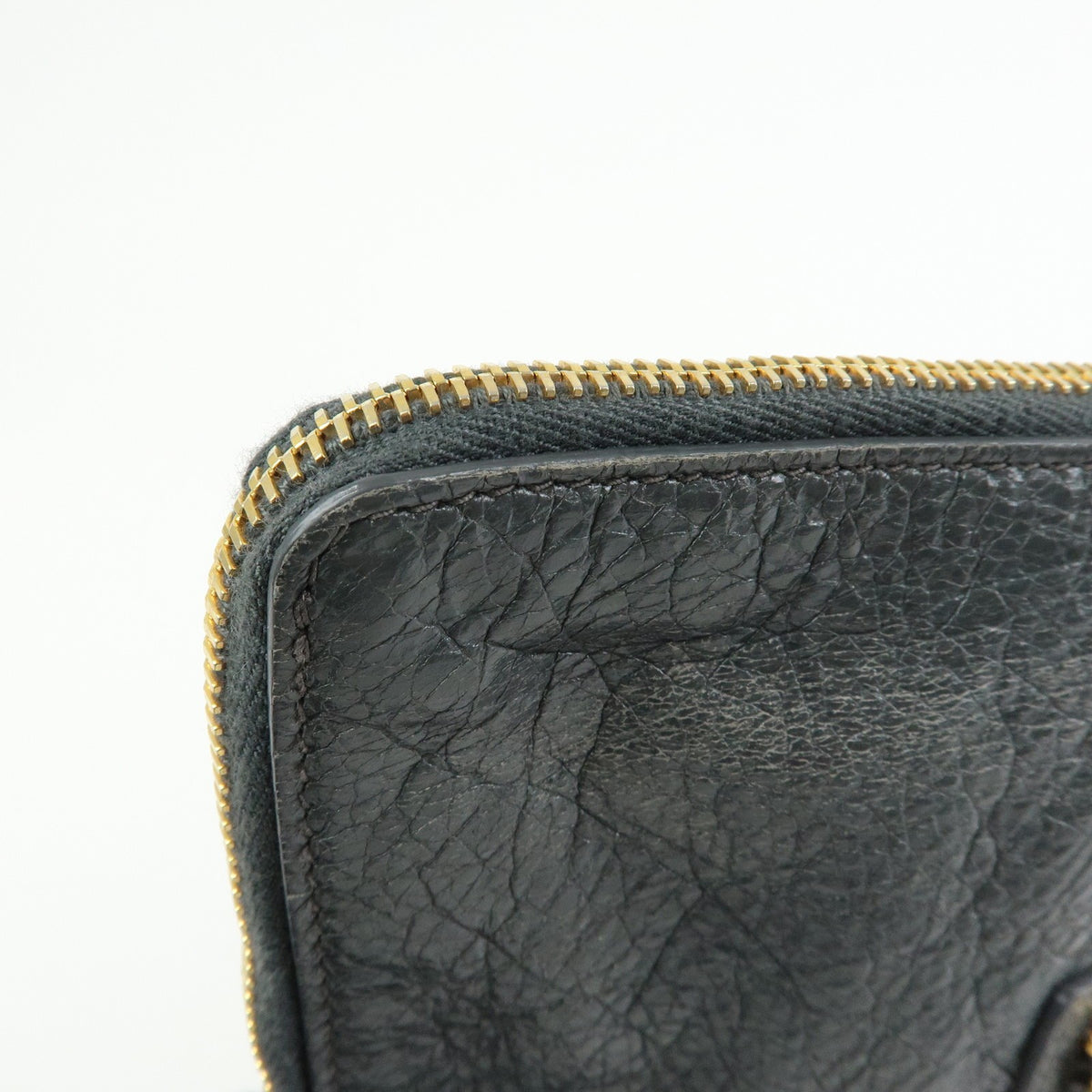 Balenciaga Zip Around Giant Studs Clutch Leather, Gray, Leather, Clutch