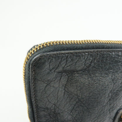 Balenciaga Zip Around Giant Studs Clutch Leather, Gray, Leather, Clutch