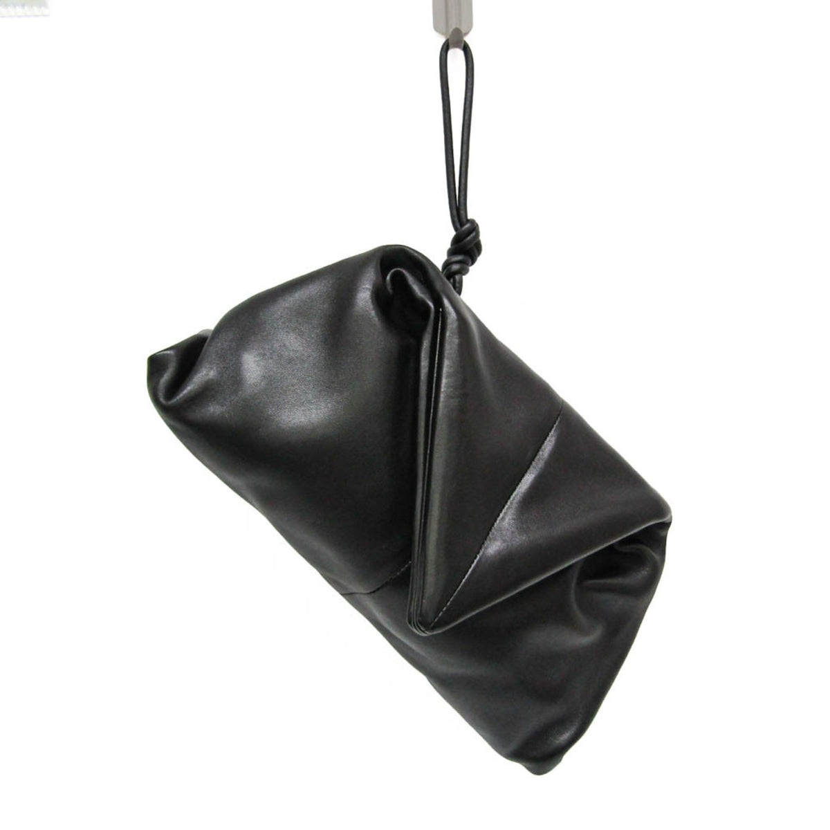 Bottega Veneta BV Trine Fold Clutch Leather, Black, Leather, Clutch