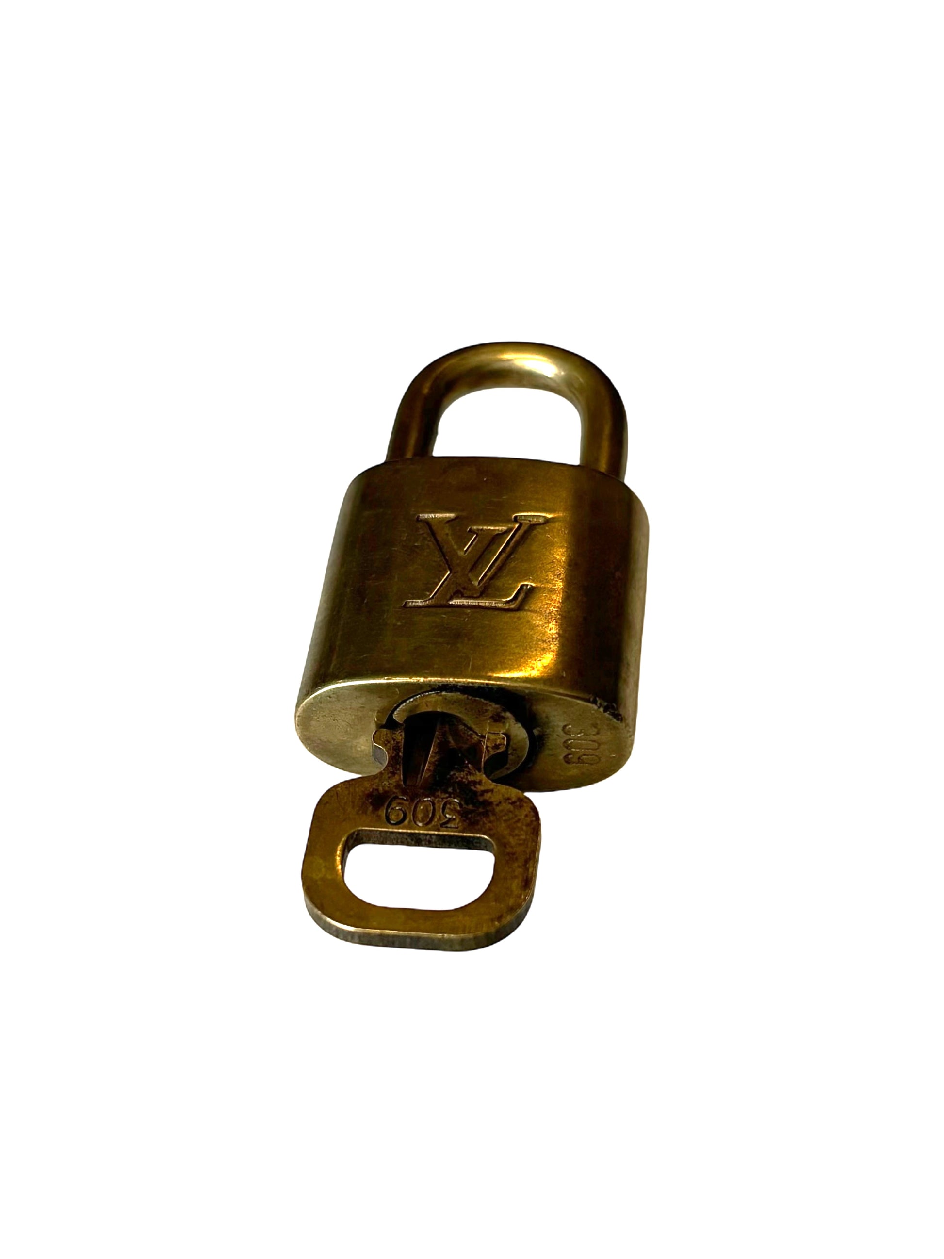 Louis Vuitton Padlock and Key Logo Metal, Gold, Metal, Charm