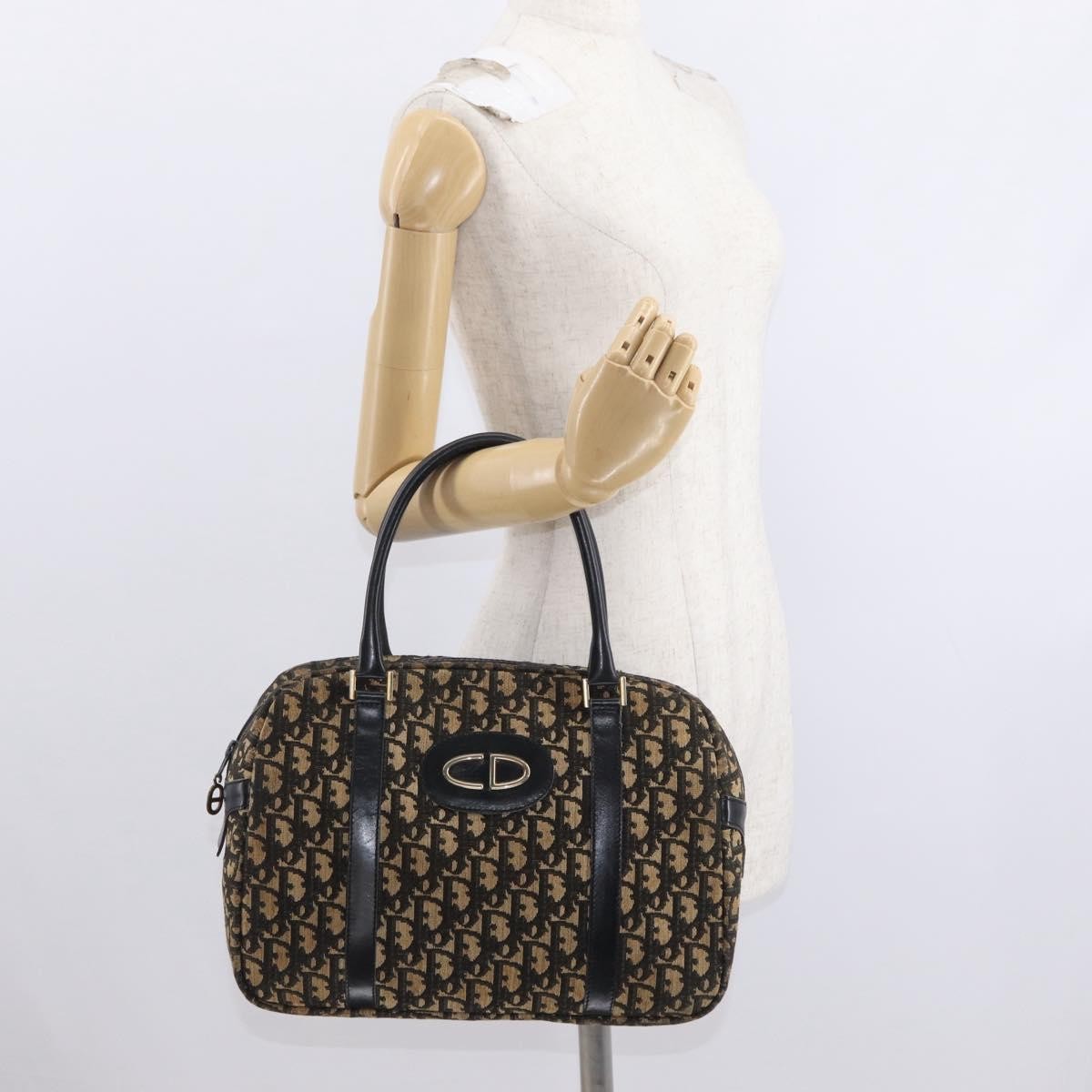 Christian Dior Vintage Trotter Romantique Boston Diorissimo Coated Canvas, Navy, Canvas, Shoulder Bag