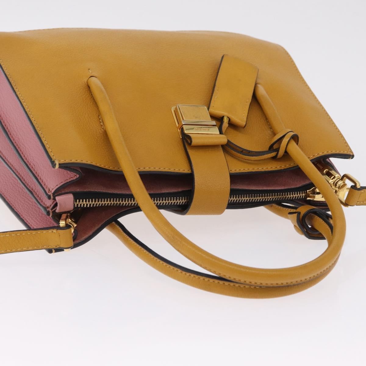 Miu Miu Madras Convertible Compartment Leather, Yellow, Leather, Tote Bag