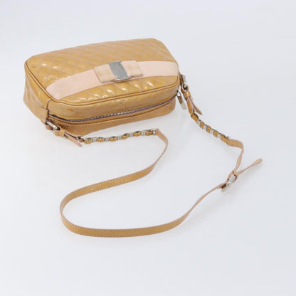 Salvatore Ferragamo Vala Patent Leather, Beige, Patent Leather, Shoulder Bag