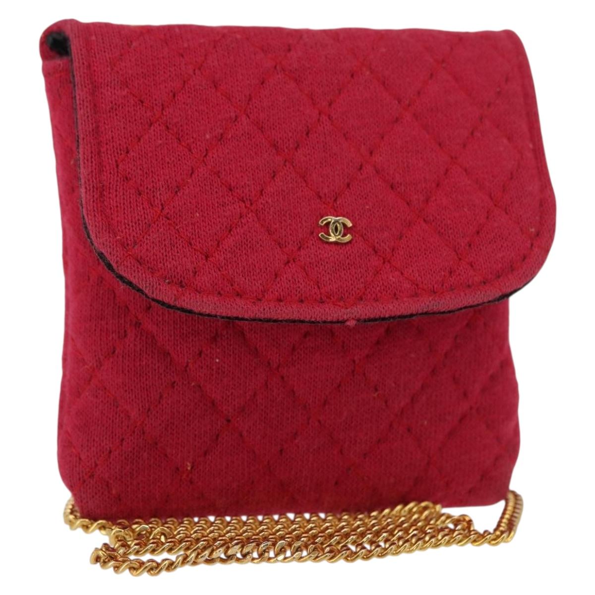 Chanel Vintage Chain Pocket Clutch Cotton, PINK, COTTON, Clutche & pouche