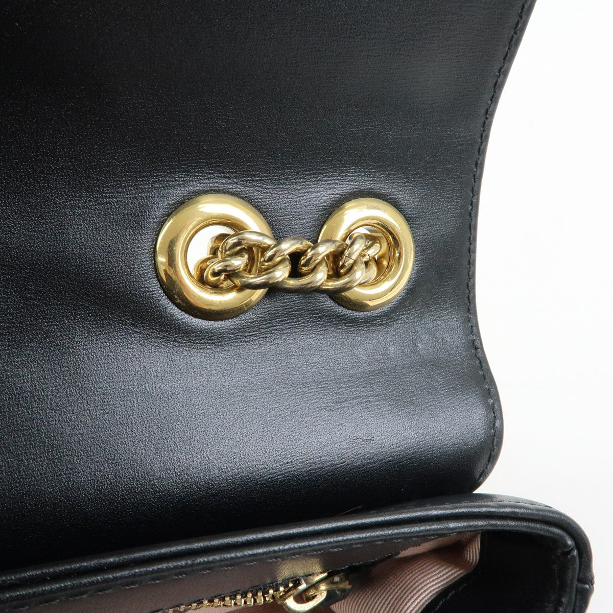 Gucci Rajah Chain Leather, Black, Leather, Tote Bag