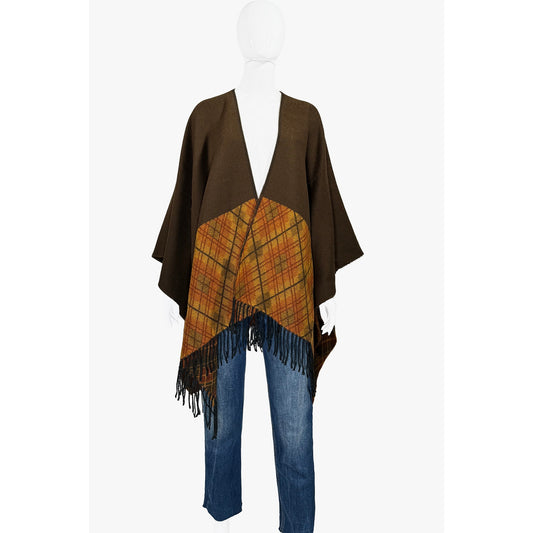 Produzione Italiana Wrap Shawl Brown Tartan Plaid