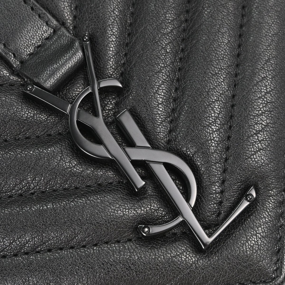 Saint Laurent Classic Monogram College Matelasse Chevron Leather, Black, Leather, Handbag