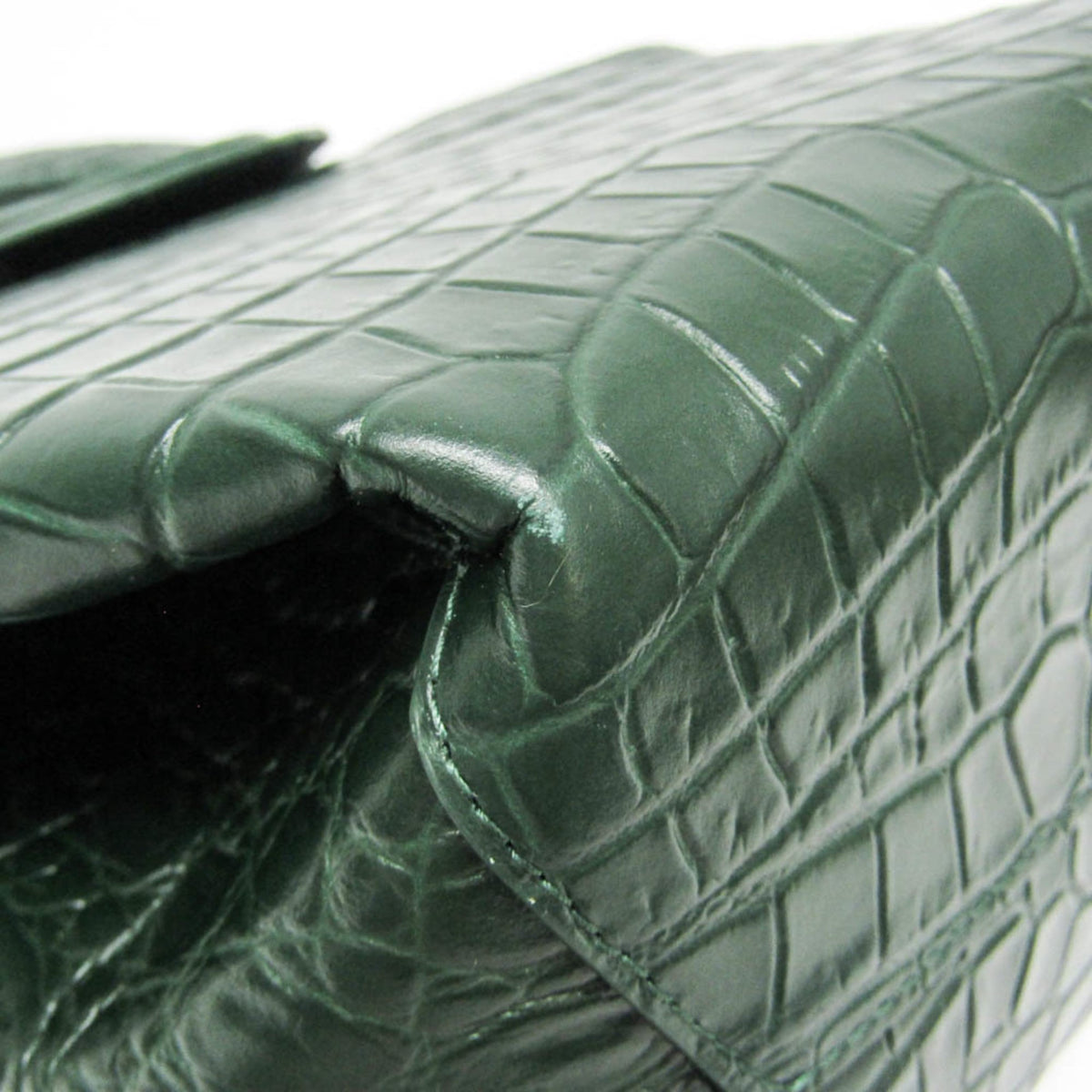 Bottega Veneta Doll Crocodile Embossed Leather, Green, Leather, Tote Bag