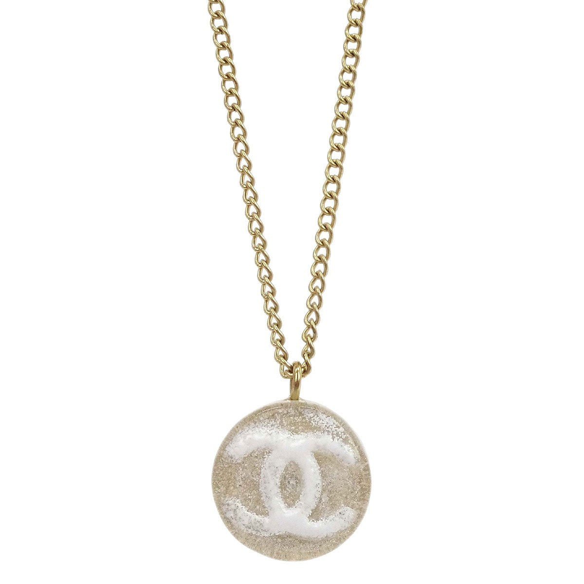 Chanel Vintage CC Round Pendant Choker Metal, Gold, Gold Plated, Necklace
