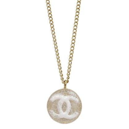 Chanel Vintage CC Round Pendant Choker Metal, Gold, Gold Plated, Necklace