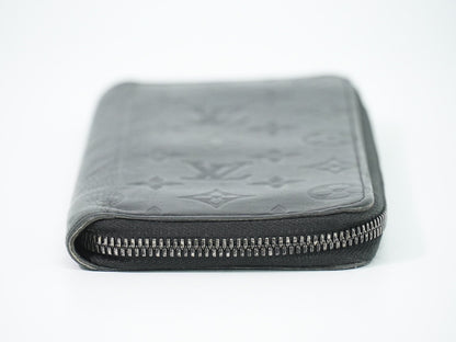 Louis Vuitton Zippy Monogram Shadow Leather, Black, Leather, Wallet