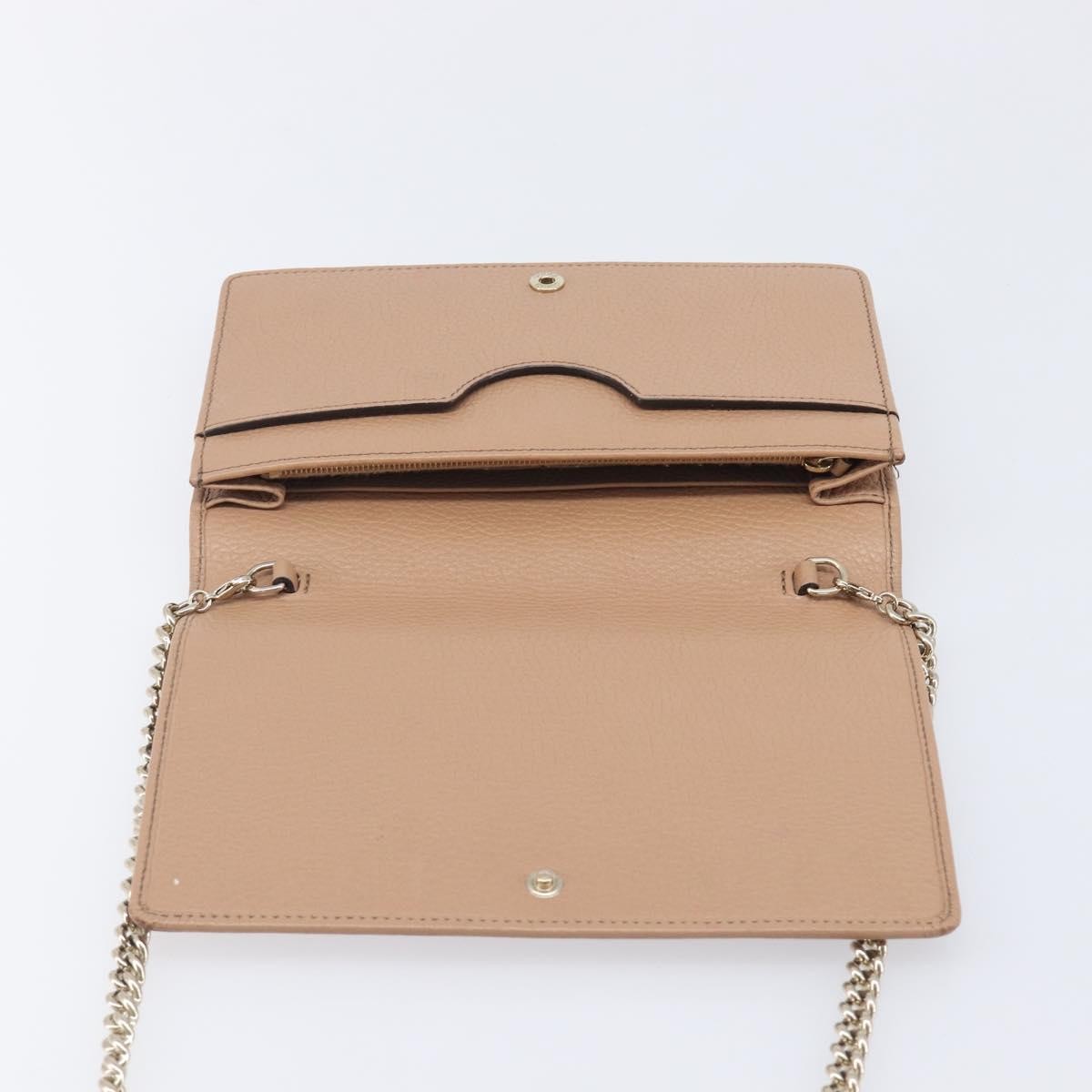 Gucci Soho Wallet on Chain Leather, Beige, Leather, Shoulder Bag