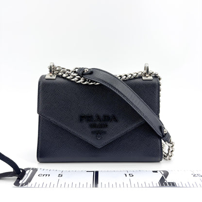 Prada Monochrome Saffiano Leather, Black, Leather, Tote Bag