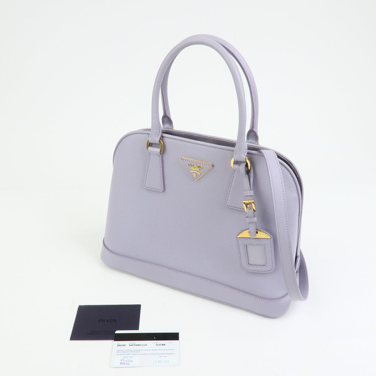 Prada Open Promenade Saffiano Leather, Purple, Leather, Handbag