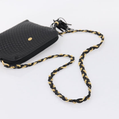 Bally Vintage Chain Quilted Leather, Black, Leather, Shoulder Bag