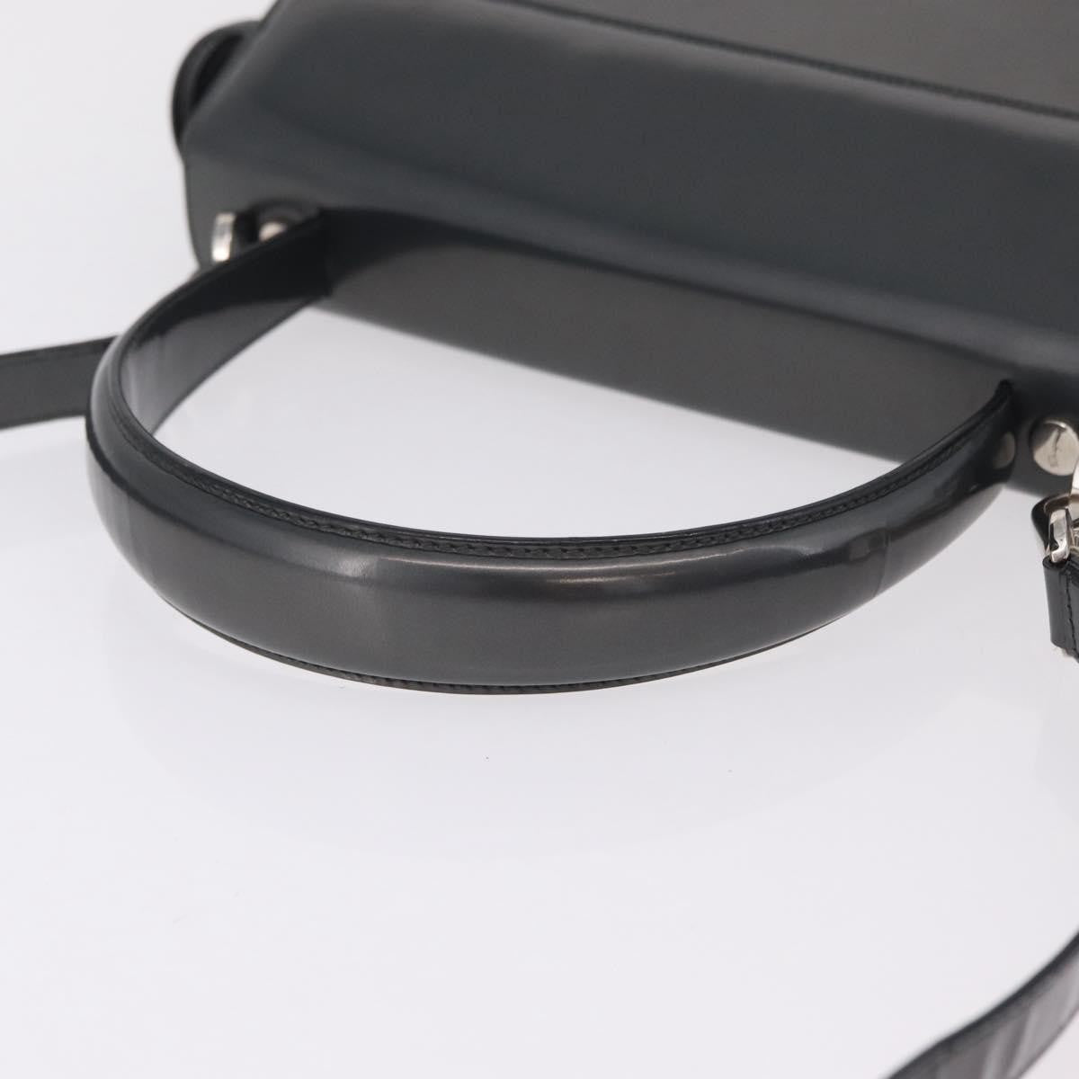 Salvatore Ferragamo Gancini Leather, Gray, Patent Leather, Handbag