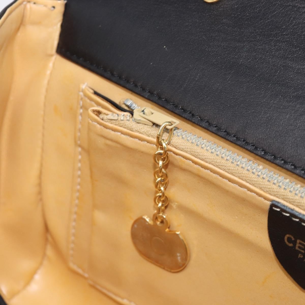 Celine Shoulder Leather, Black, Leather, Shoulder Bag