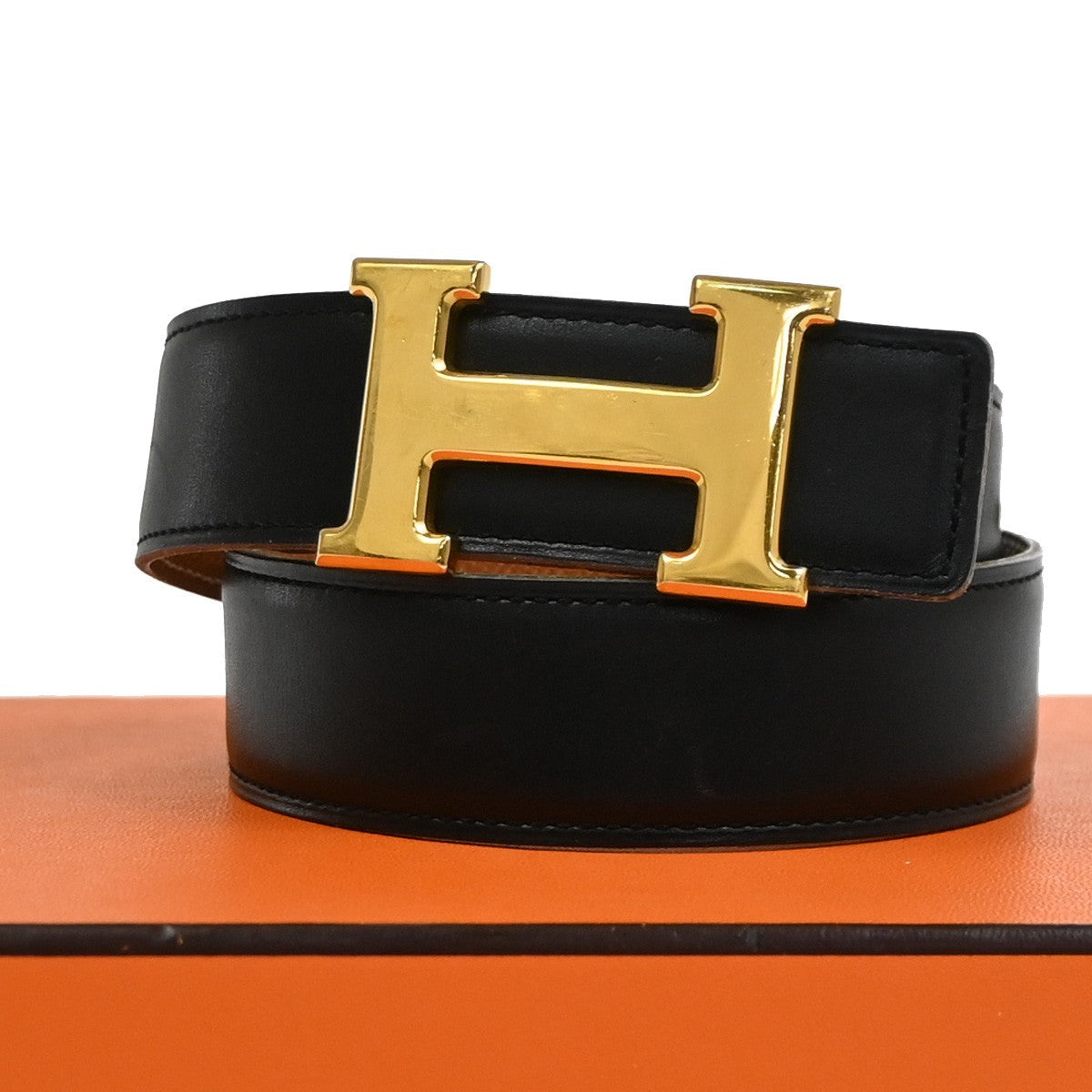 Hermes Constance Reversible Belt Leather, Black, Leather, Belt