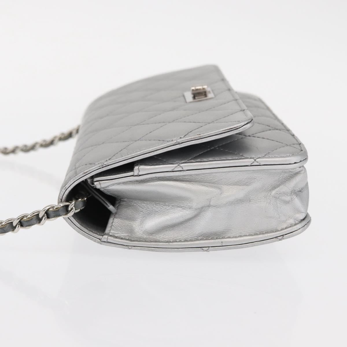 Chanel Reissue 2.55 Wallet on Chain Quilted Lambskin, Silver, Leather, Crossbody Bag