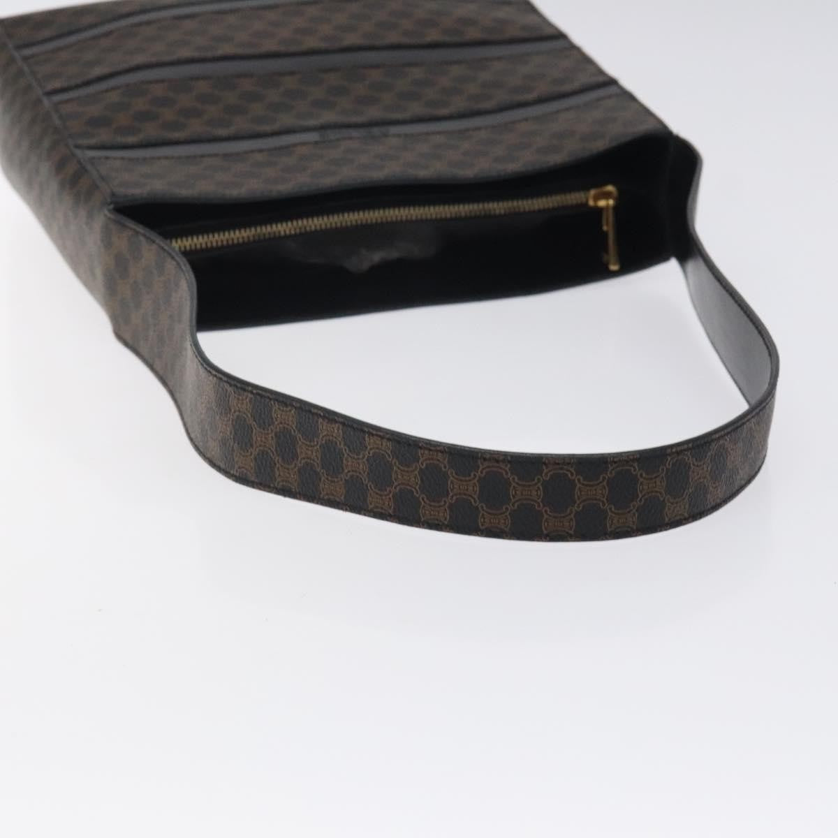 Celine Vintage Macadam Canvas and Leather, Black, Canvas, Shoulder Bag