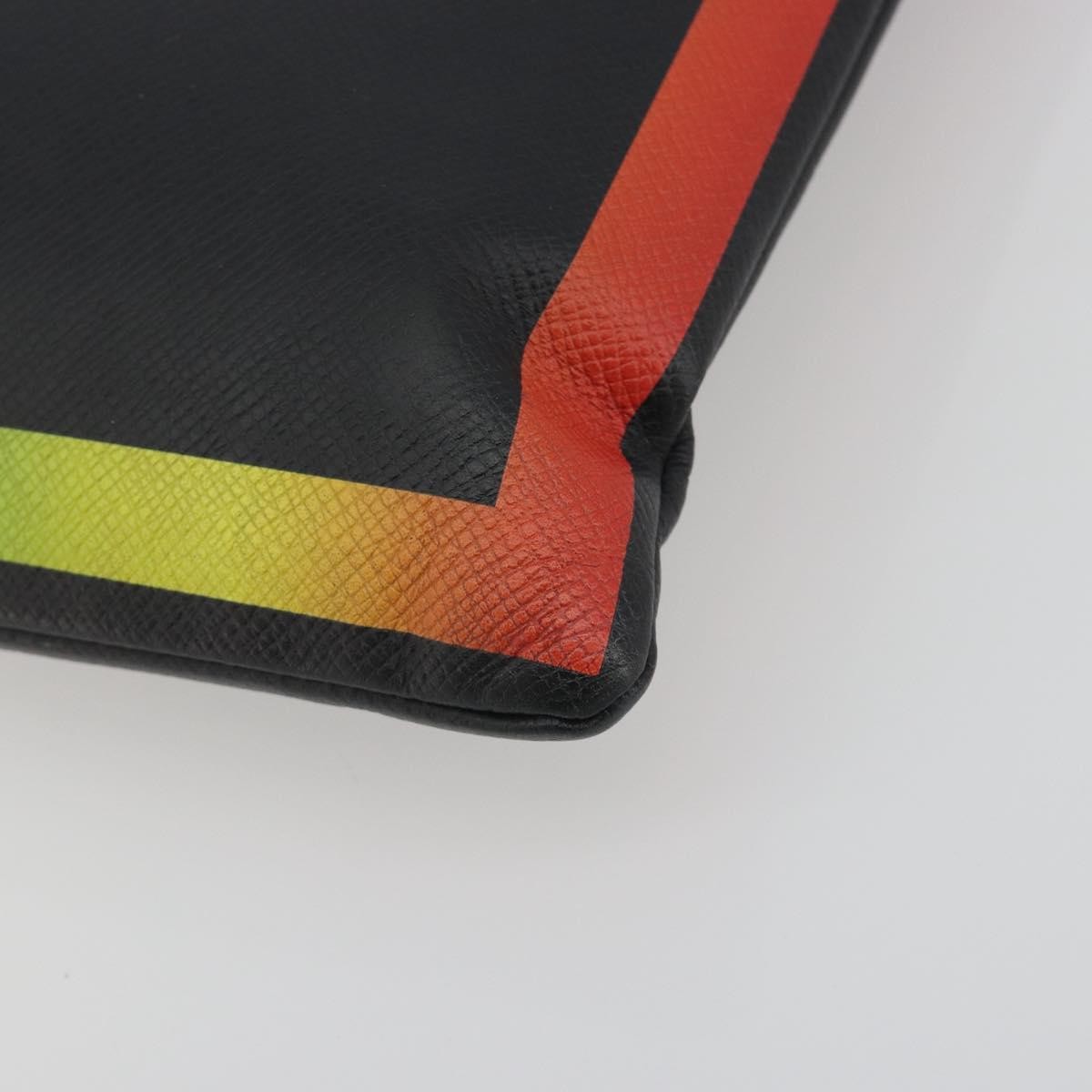 Louis Vuitton Pochette A4 Rainbow Taiga Leather, Black, Leather, Clutch