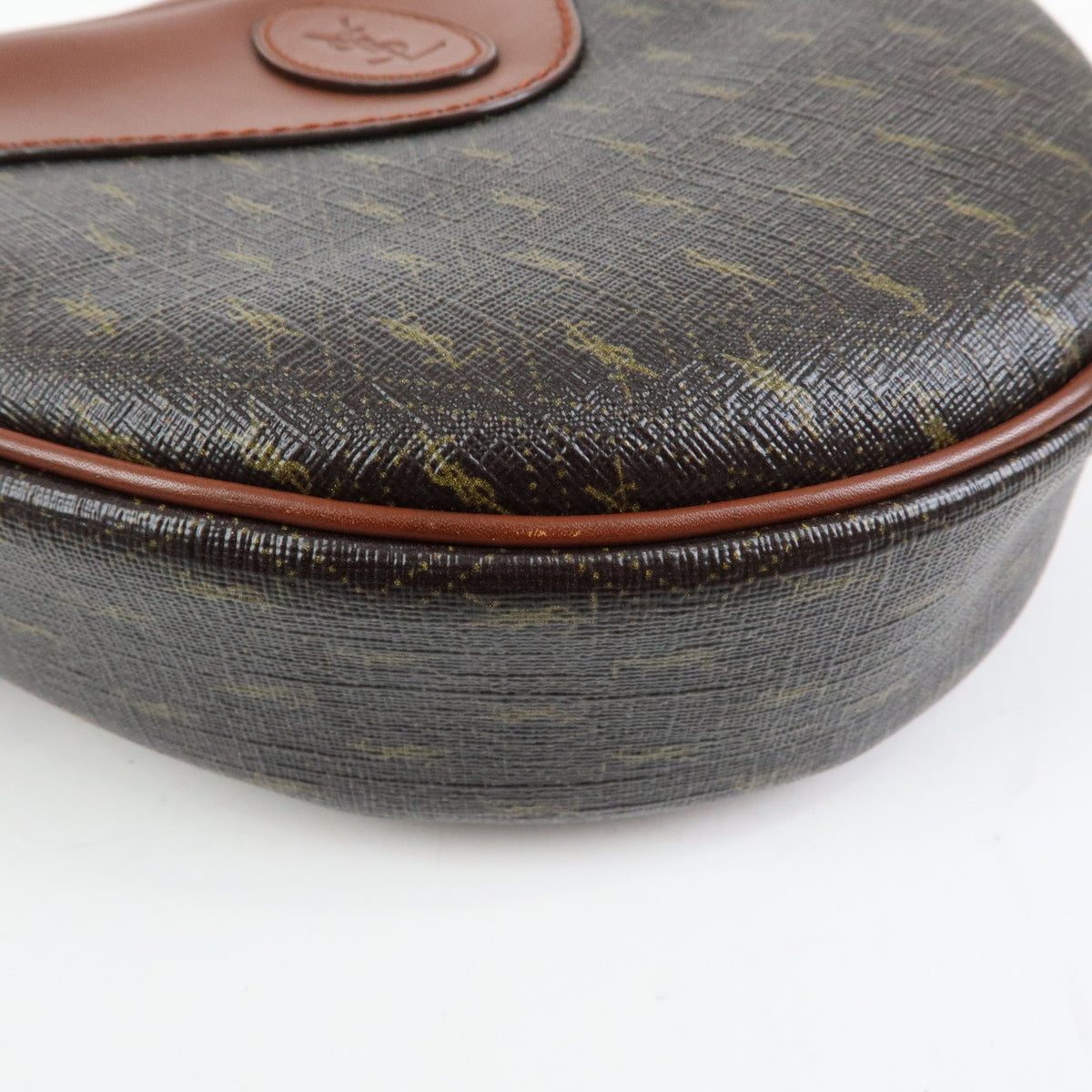 Saint Laurent Le Monogramme Coeur Monogram All Over Coated Canvas and Leather, Brown, Canvas, Handbag