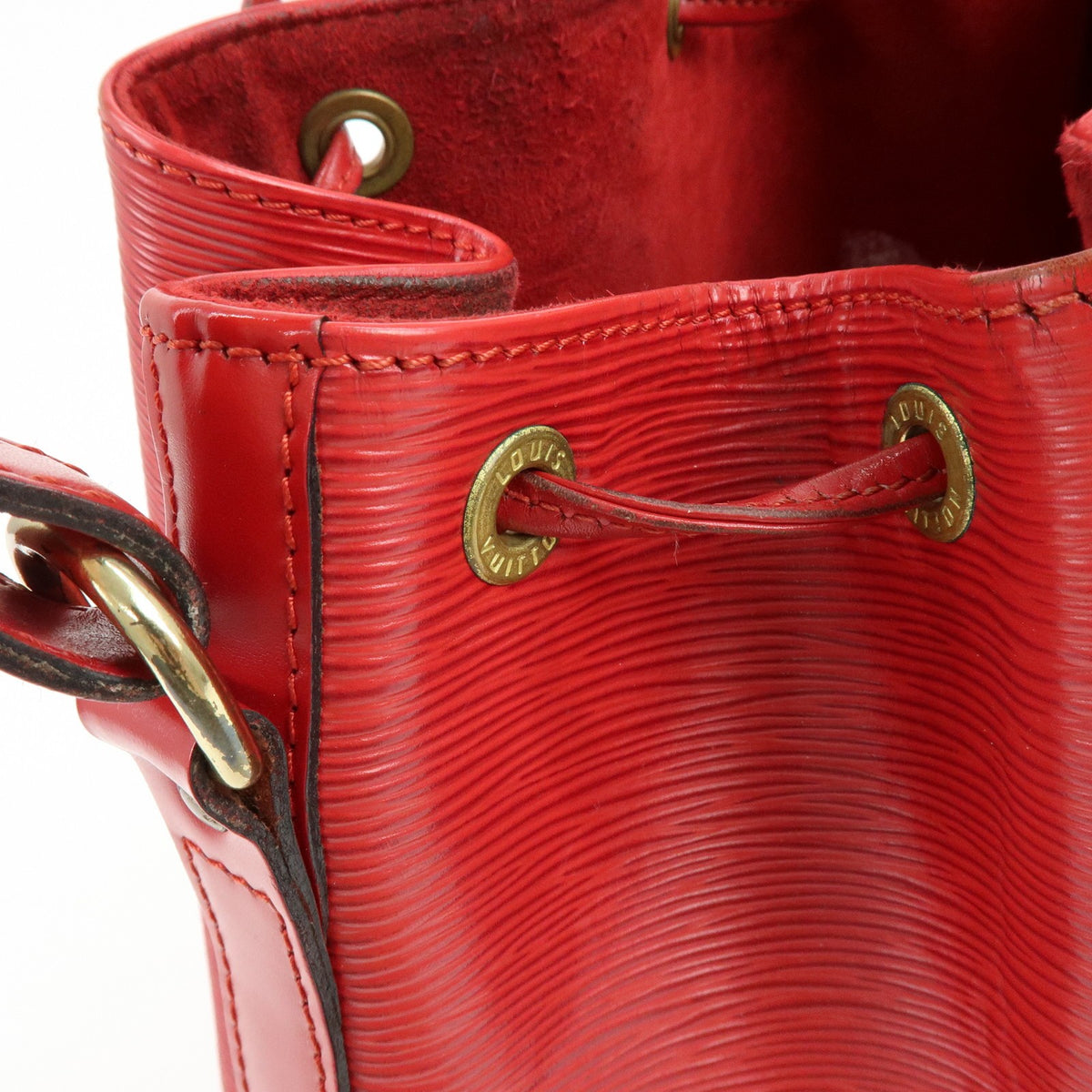 Louis Vuitton Petit Noe Epi Leather, Red, Leather, Handbag