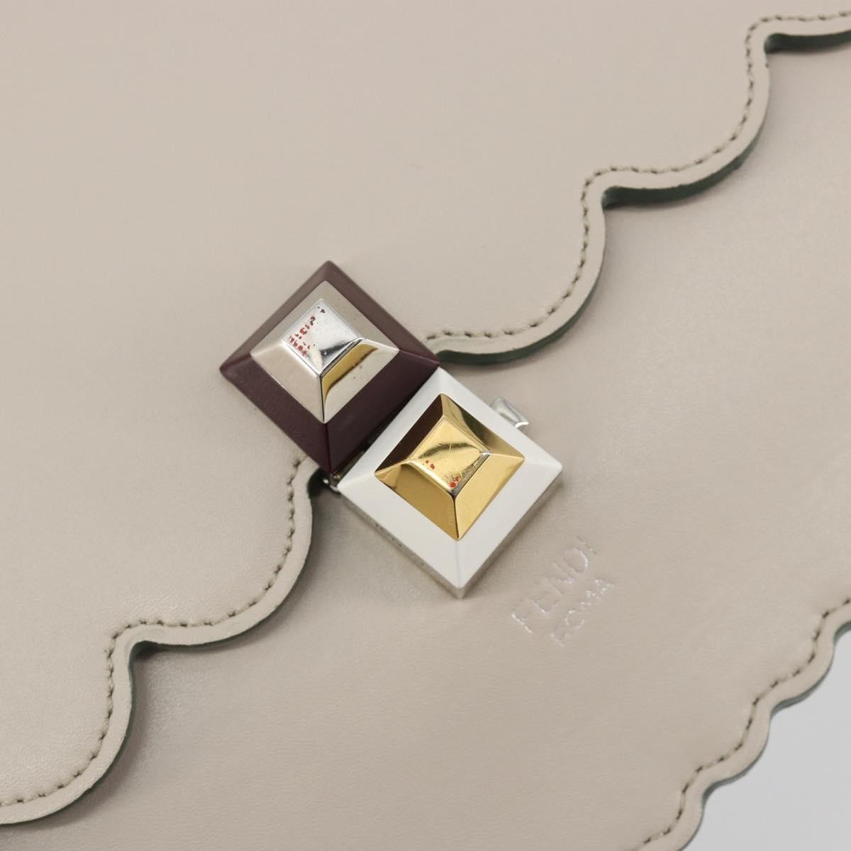 Fendi Kan I Leather, Gray, Leather, Shoulder Bag