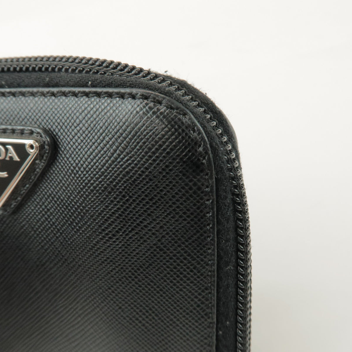 Prada Bifold Zip Around Saffiano Leather, Black, Leather, Wallet
