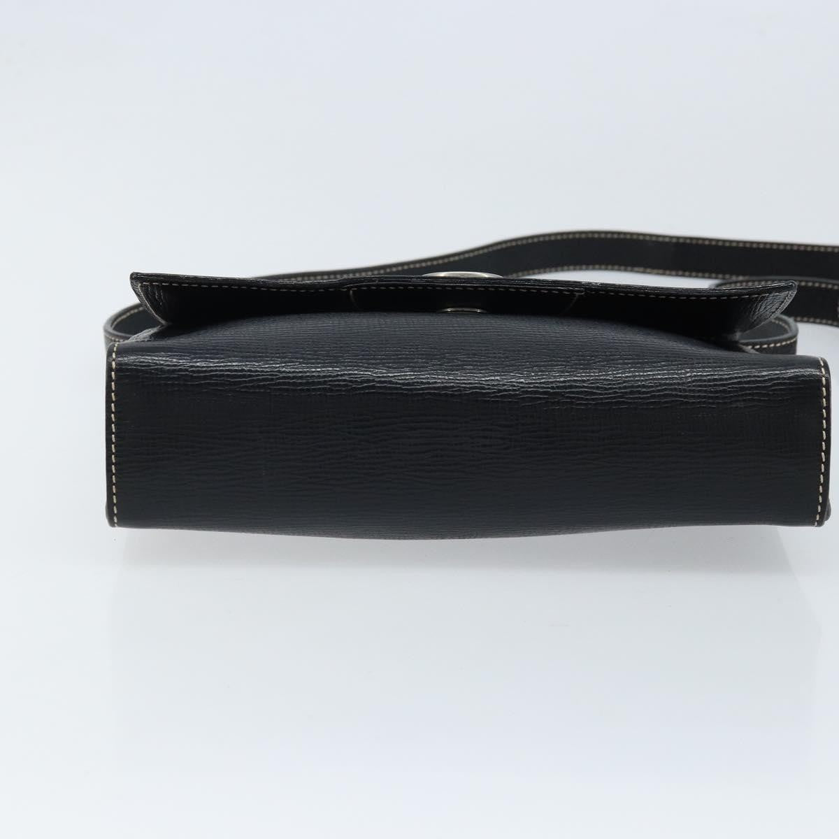 Celine Vintage Circle Logo Leather, Black, Leather, Crossbody Bag