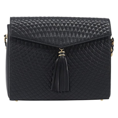Bally Vintage Chain Quilted Leather, Black, Leather, Shoulder Bag