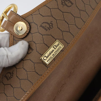 Christian Dior Vintage Honeycomb Canvas and Leather, Beige, Canvas, Shoulder Bag