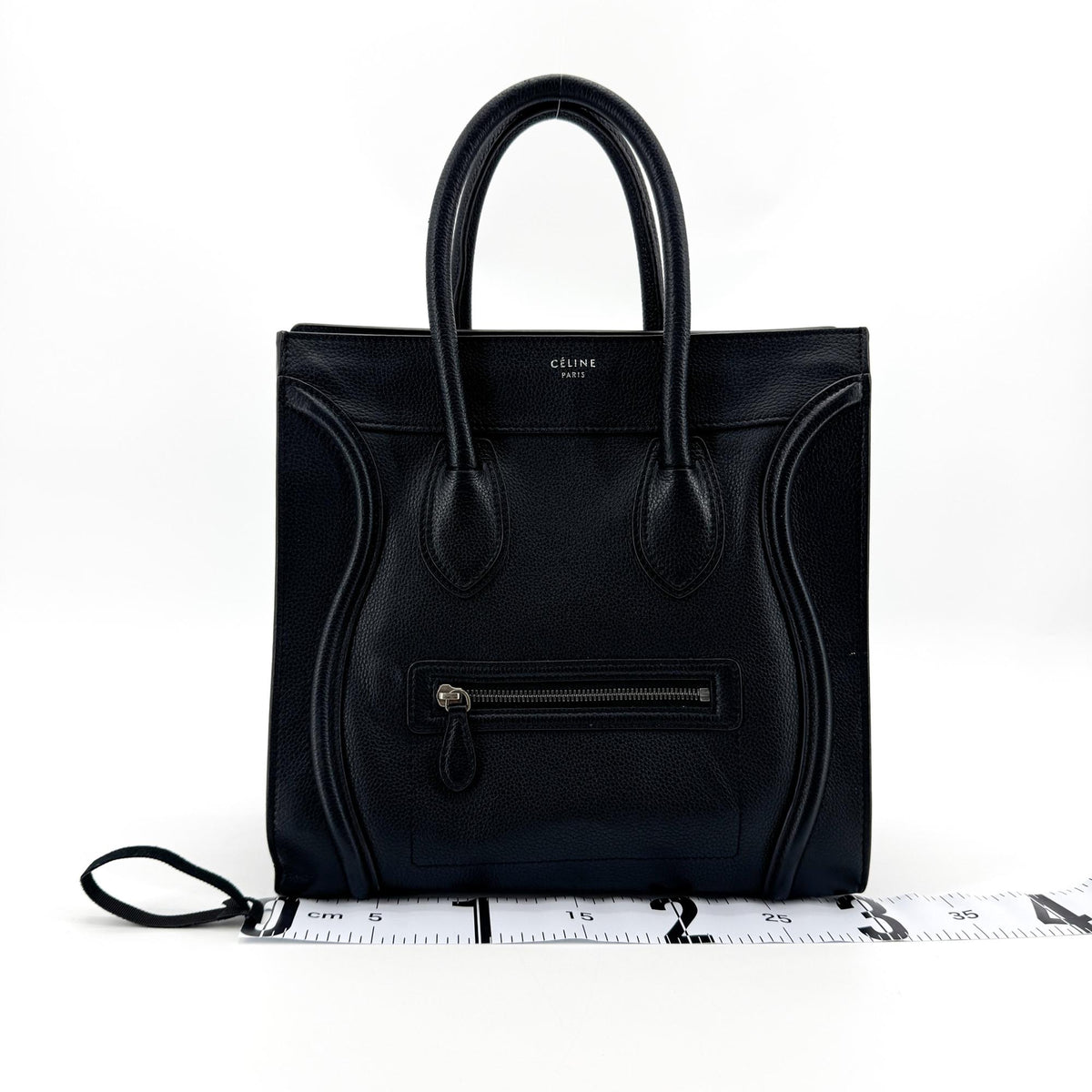 Celine Luggage Smooth Leather, Black, Leather, Handbag