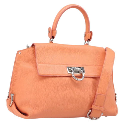 Salvatore Ferragamo Sofia Satchel Leather, Orange, Leather, Handbag