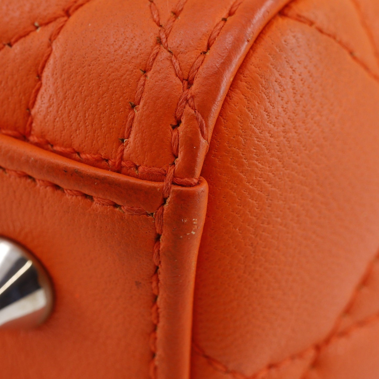 Christian Dior Lady Dior Cannage, Orange, Leather, Handbag