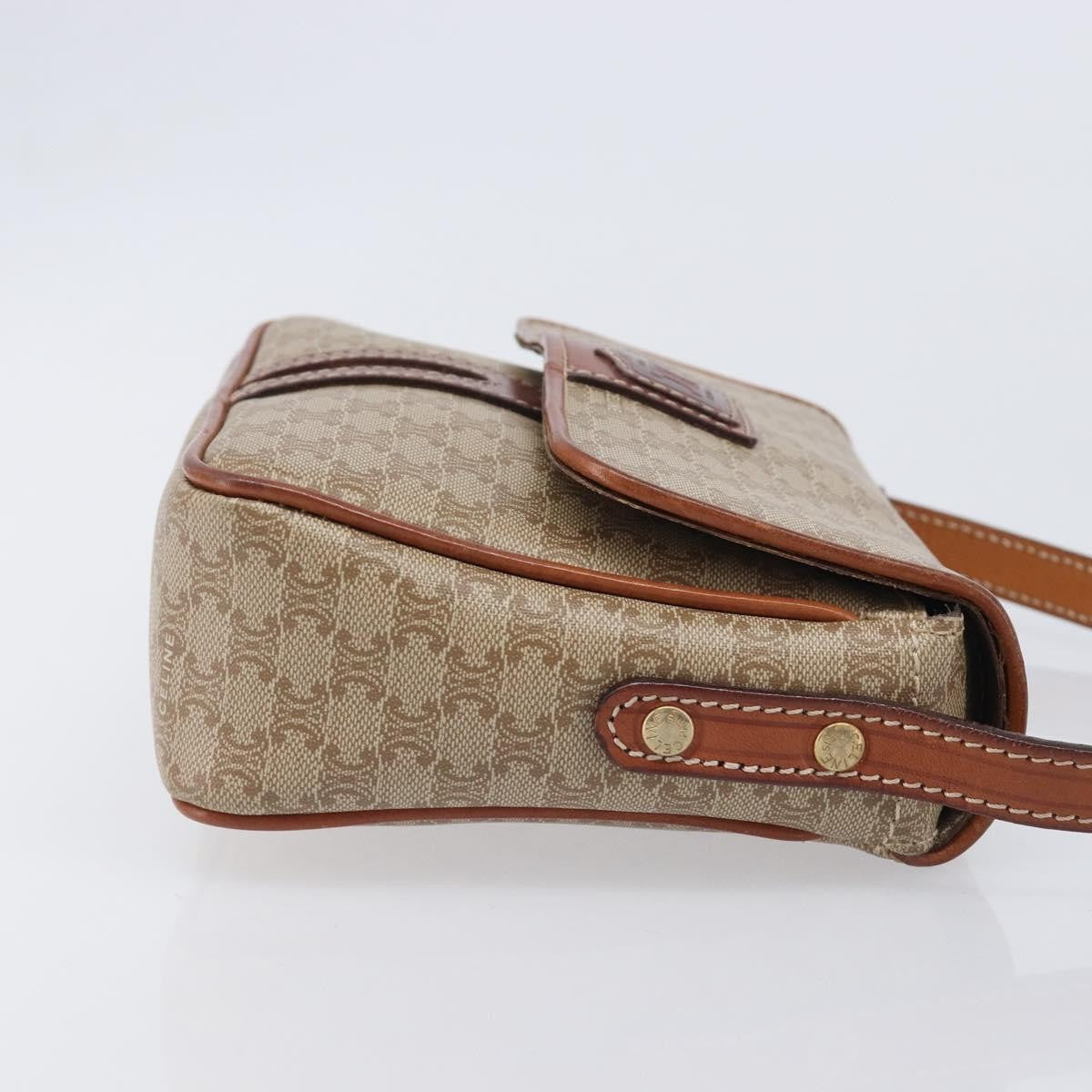 Celine Macadam Shoulder Canvas, Beige, Canvas, Crossbody Bag
