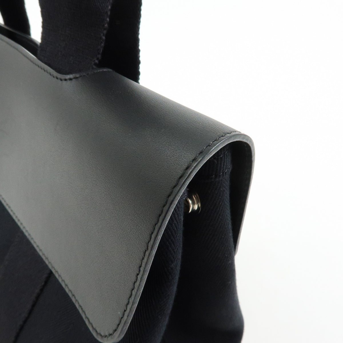 Hermes Valparaiso Toile and Leather, Black, Canvas, Handbag