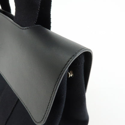 Hermes Valparaiso Toile and Leather, Black, Canvas, Handbag