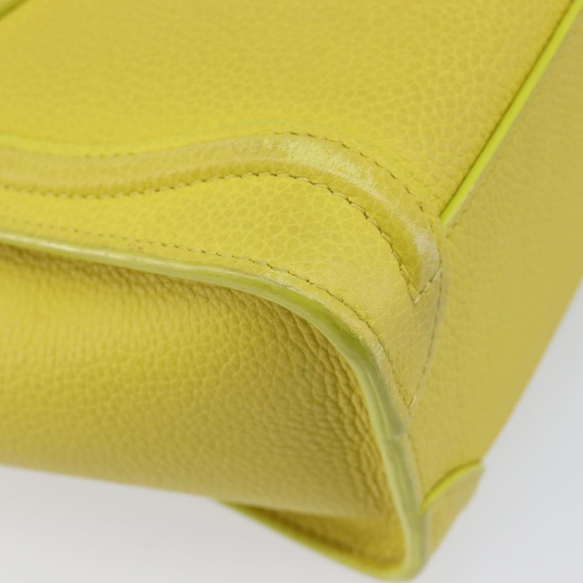 Celine Luggage Grainy Leather, Yellow, Leather, Handbag