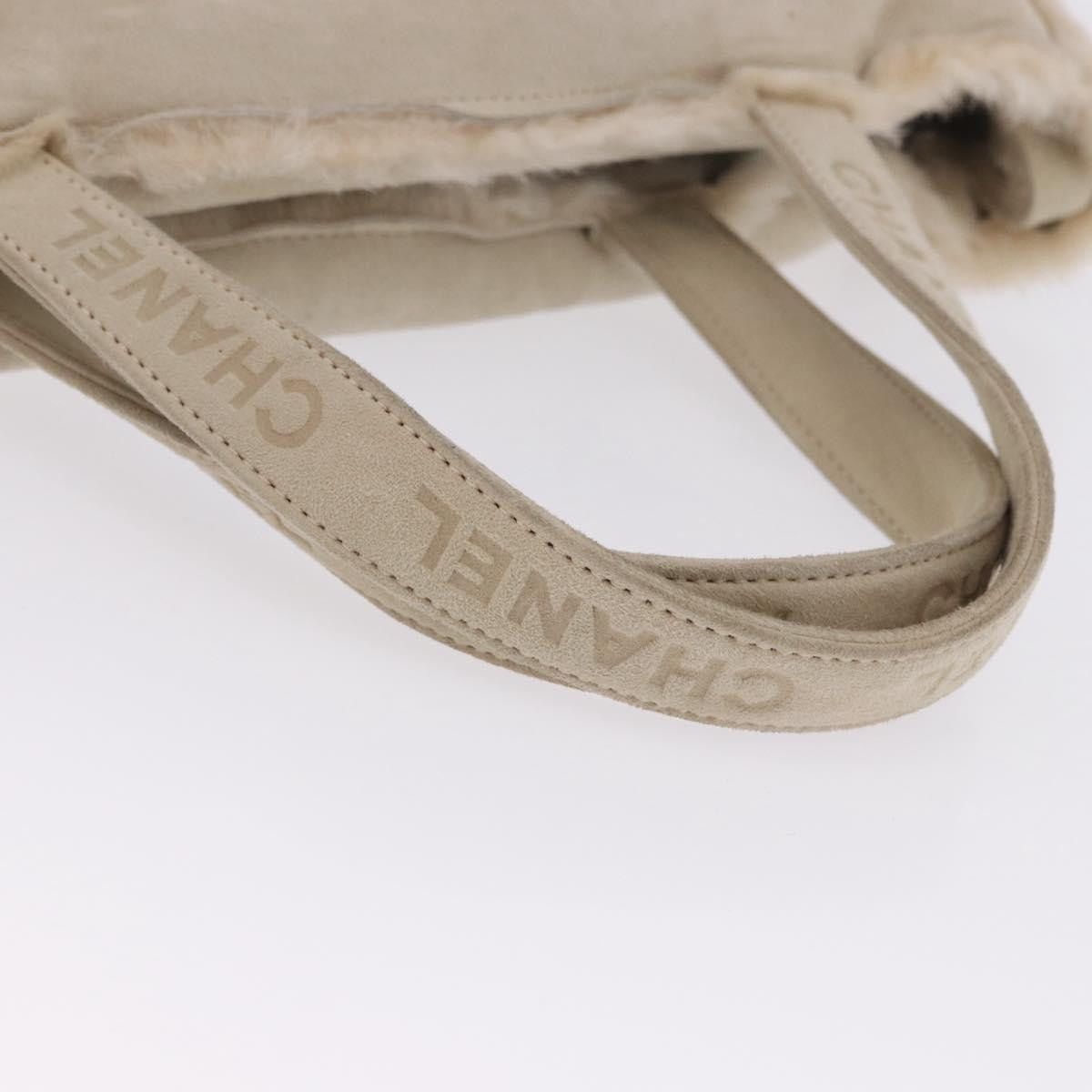 Chanel Vintage East West Tote Shearling and Suede, Beige, Leather, Tote Bag
