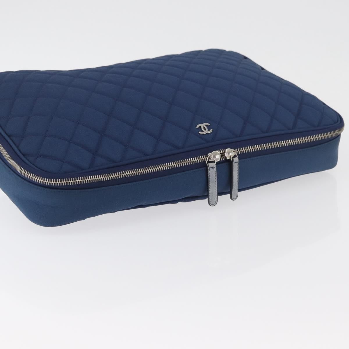Chanel Laptop Sleeve Quilted Nylon, Blue, Nylon, Clutch