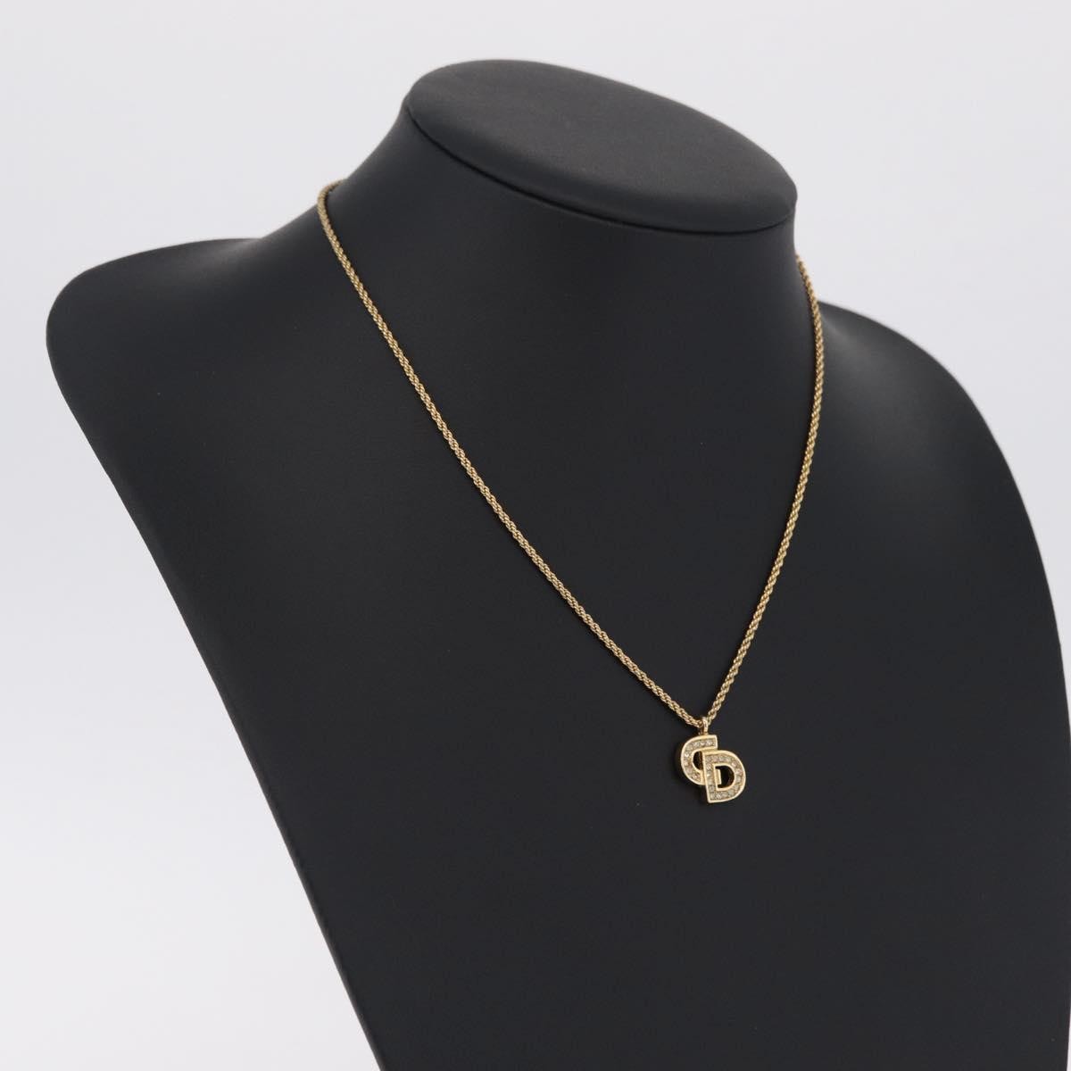 Christian Dior CD Pendant Metal and Crystals, Gold, Metal, Necklace