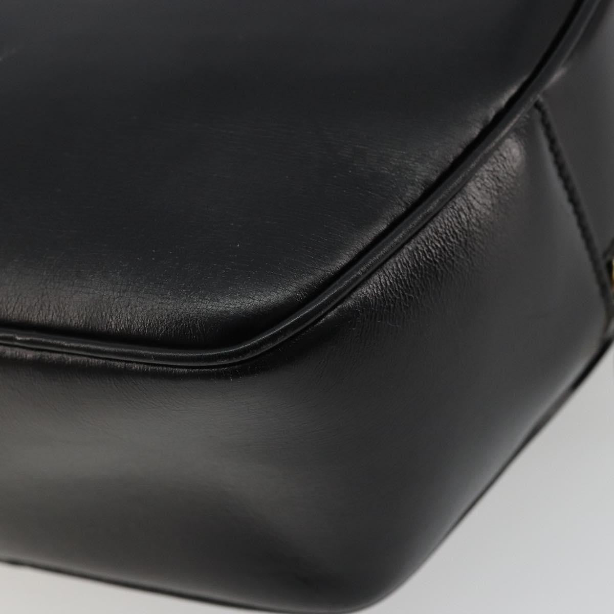 Celine Circle Logo Leather, Black, Leather, Shoulder Bag