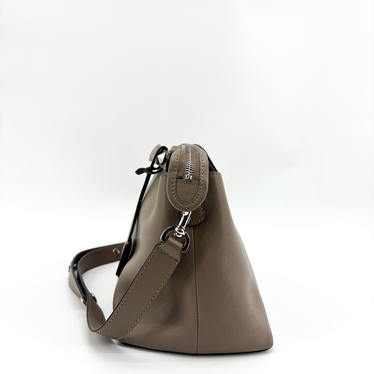 Fendi By The Way Satchel Calfskin, Beige, Leather, Handbag