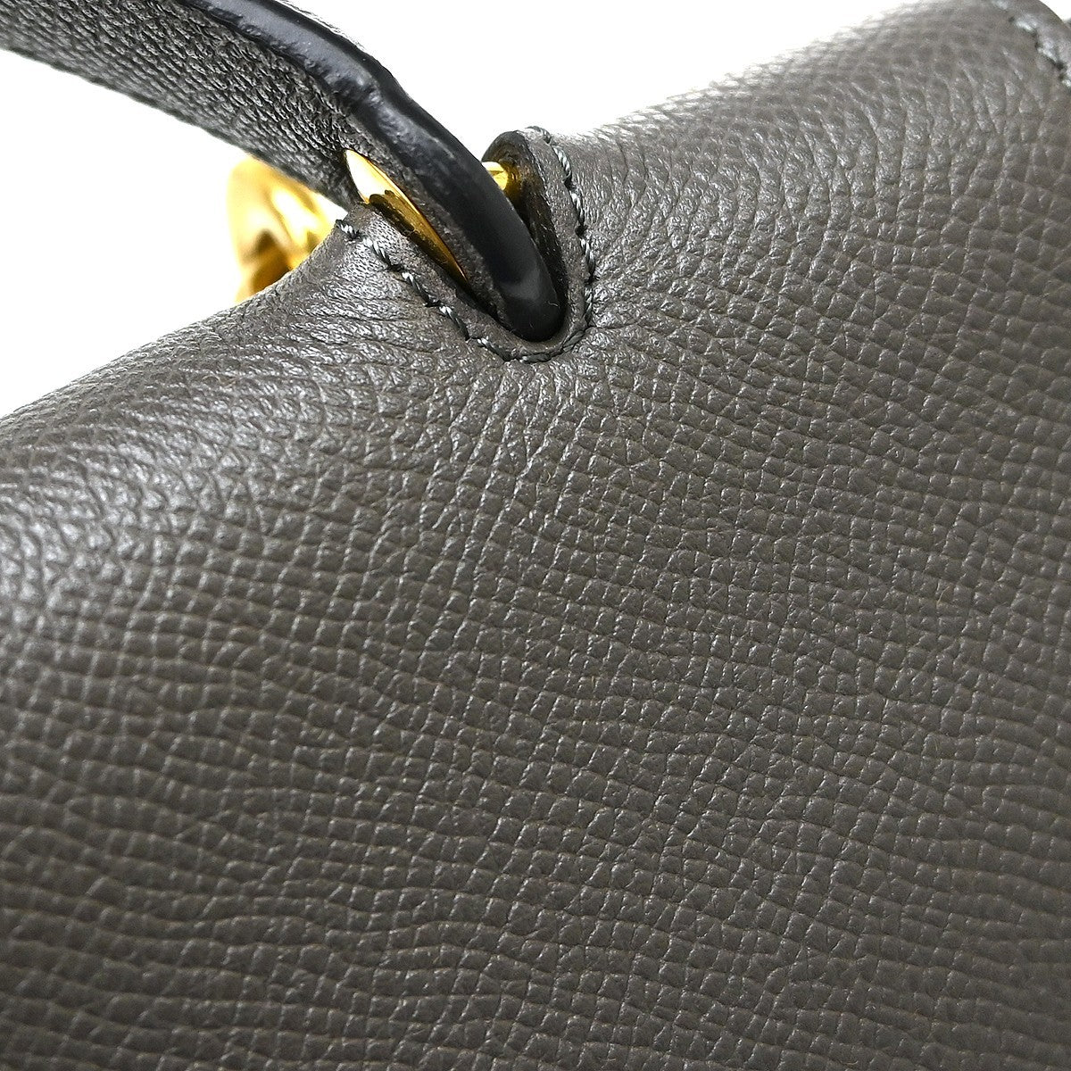 Celine Belt Leather, Gray, Leather, Handbag